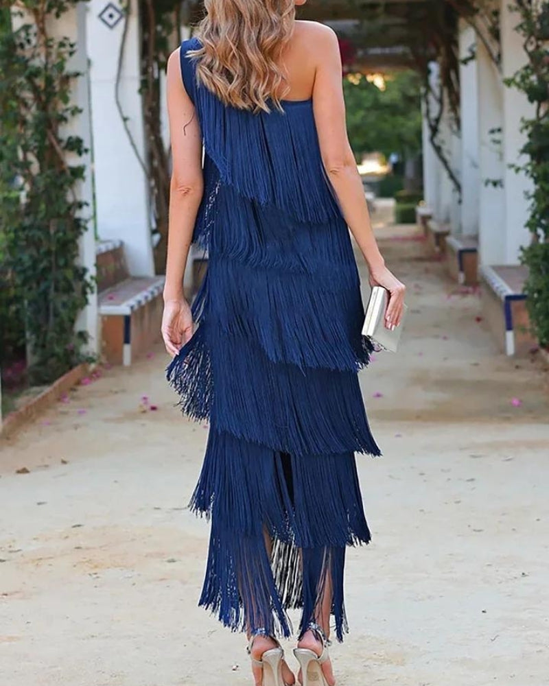 Laura | Vestido Largo con Flecos Elegantes