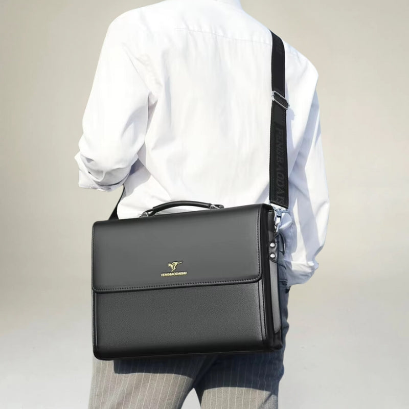 MM | Elegante bolsa de negocios para laptop de cuero genuino para hombres