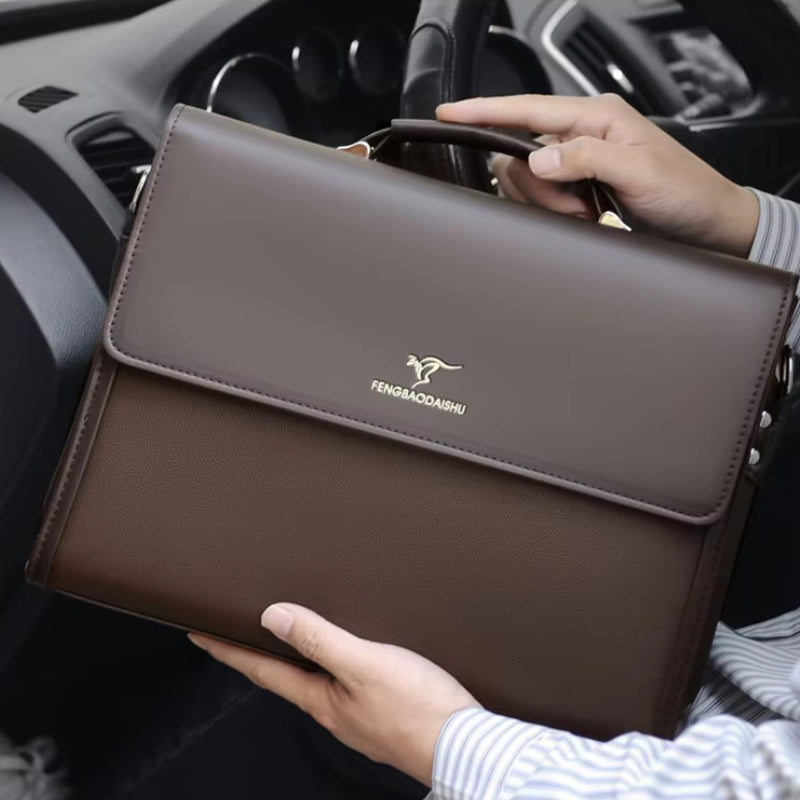 MM | Elegante bolsa de negocios para laptop de cuero genuino para hombres